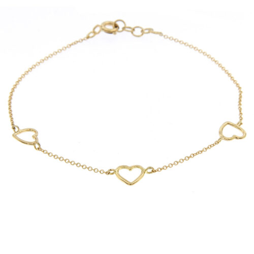 Bracciale catena 3 cuori a filo