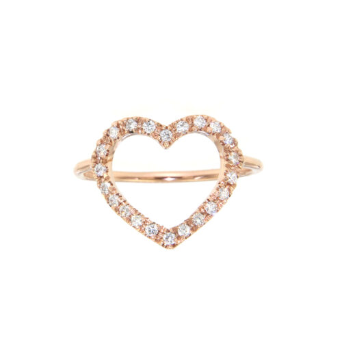 Anello cuore filo diamanti