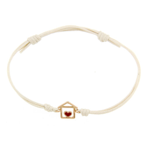 Bracciale casa piccola cuore smaltato rosso