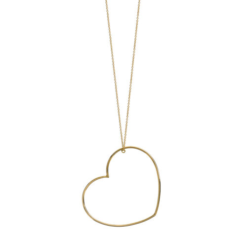 Collana lunga con cuore, canna vuota pendente