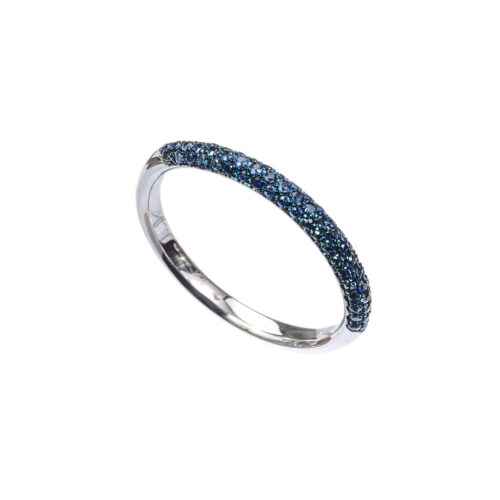 Anello fedina in oro bianco con zaffiri
