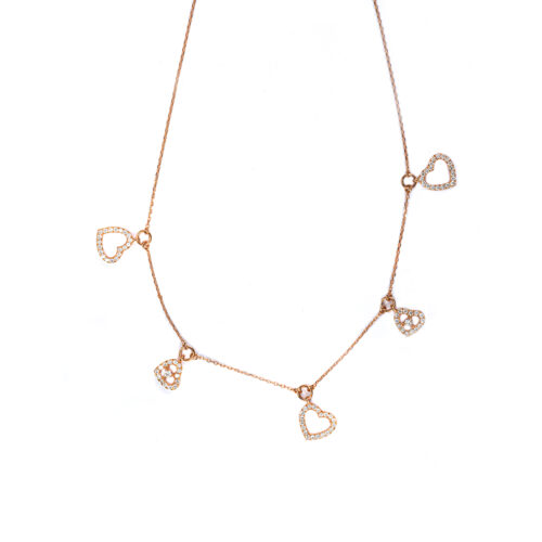 Collanina Cinque Cuori con Diamanti
