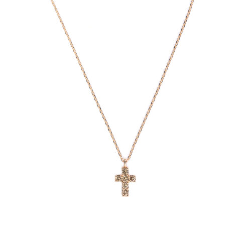 Collanina Piccola Croce con Diamanti Brown