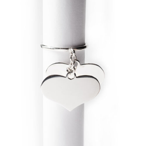 Anello Doppio Cuore con iniziale - immagine 2