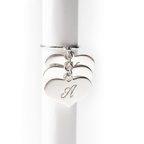 Anello Triplo Cuore con iniziale - immagine 2