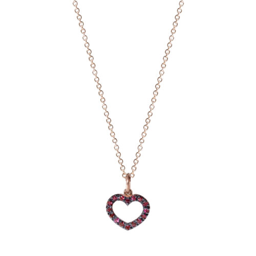 Collana oro rosa 750 con rubini Ct 0,12