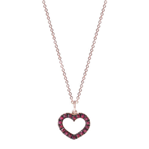 Collana oro rosa 750 con rubini Ct 0,22