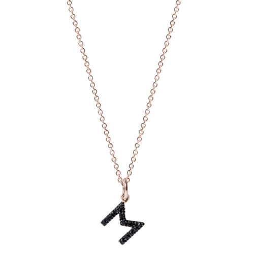 Collana oro rosa 750 con diamanti neri Ct 0,06