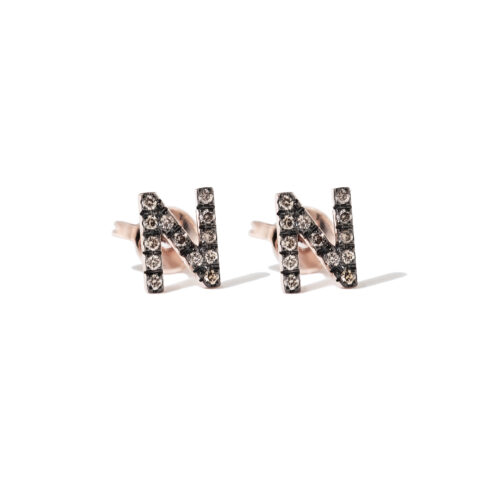 Orecchini oro rosa 750 con diamanti brown Ct 0,12