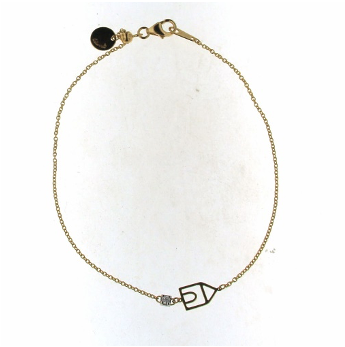 Bracciale della collezione Shapes in oro 18kt con elemento a forma di casetta ricavato a filo con diamante bianco da 0.02 ct