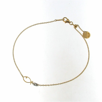 Bracciale della collezione Shapes in oro 18kt con elemento a forma di pesce ricavato a filo con diamante bianco da 0.02 ct.