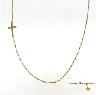 Collana in oro 18kt con elemento a forma di croce posto lateralmente sulla catena
