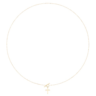 Collana con catena veneziana in oro giallo 18kt con chiusura a olivetta e pendente a forma di croce