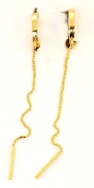 Orecchini modello creola a scatto in oro 18kt con catena veneziana morbida pendente