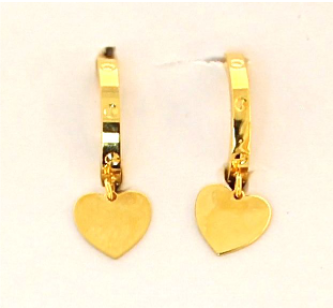 Orecchini con chiusura a scatto in oro 18kt con elementi pendenti a forma di cuore