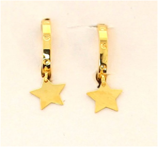 Orecchini con chiusura a scatto in oro 18kt con elementi pendenti a forma di stella