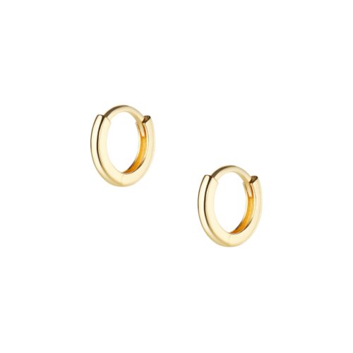 Mono orecchino in oro giallo 18kt  a scatto tubolare piatto diametro int. 6 diametro ext. 9