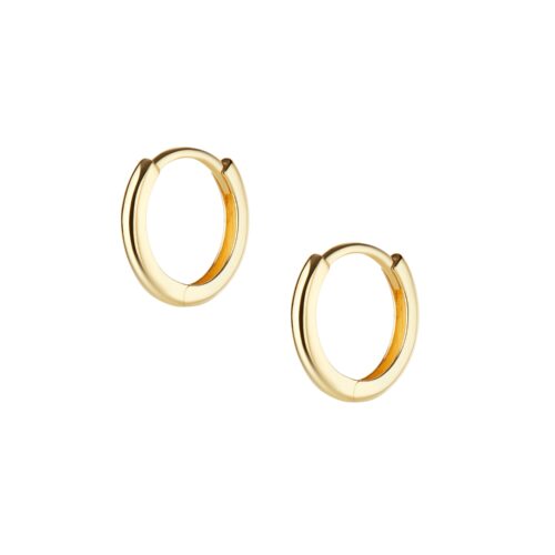 Mono orecchino in oro giallo 18kt a scatto tubolare piatto diametro int. 8 diametro ext. 11