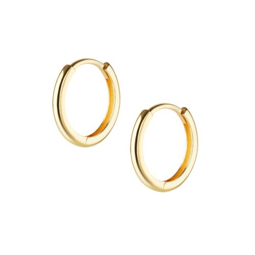 Mono orecchino in oro giallo 18kt a scatto tubolare piatto diametro int. 10 diametro ext. 13