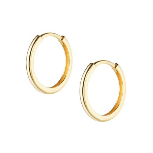 Mono orecchino in oro giallo 18kt a scatto tubolare piatto diametro int. 12 diametro ext. 15